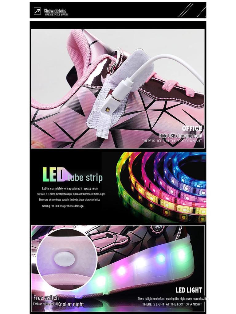 LED Light-Up Two-Wheel Roller Shoes - Colorful Outdoor Skating