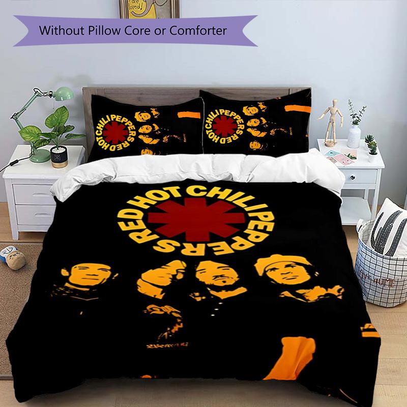 Red Hot Chili Peppers 3pcs Bedding Set Duvet Cover Closure Includes 1 Duvet Cover & 2 Pillowcases for All Seasons Bedroom Home Dorm Decor