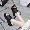 Fashion 2025 New Women Sandals Women Slippers Black Thick Bottom Platform Open Toe Women Orthopedics Wedge Beach High Heels Slides
