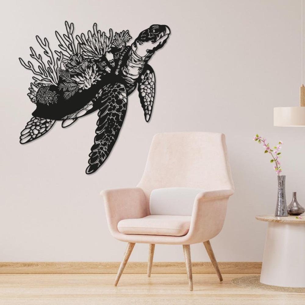 Metall Schild Schildkröte Wandkunst, Meeresleben Dekoration, Einzigartige 3D Hängende Skulptur, Küsten Strandhaus Schmuckstück, Innen Außen Metallkunst