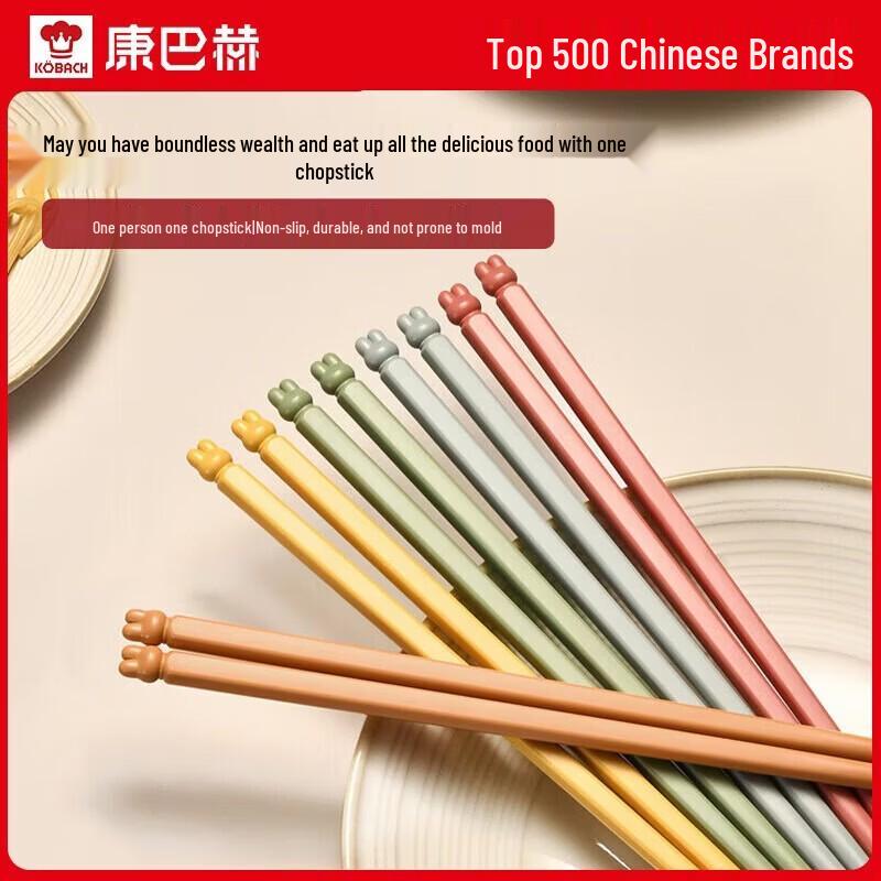 KOBACH Lucky Rabbit Alloy Chopsticks (5-Pair Multi-Color Set)