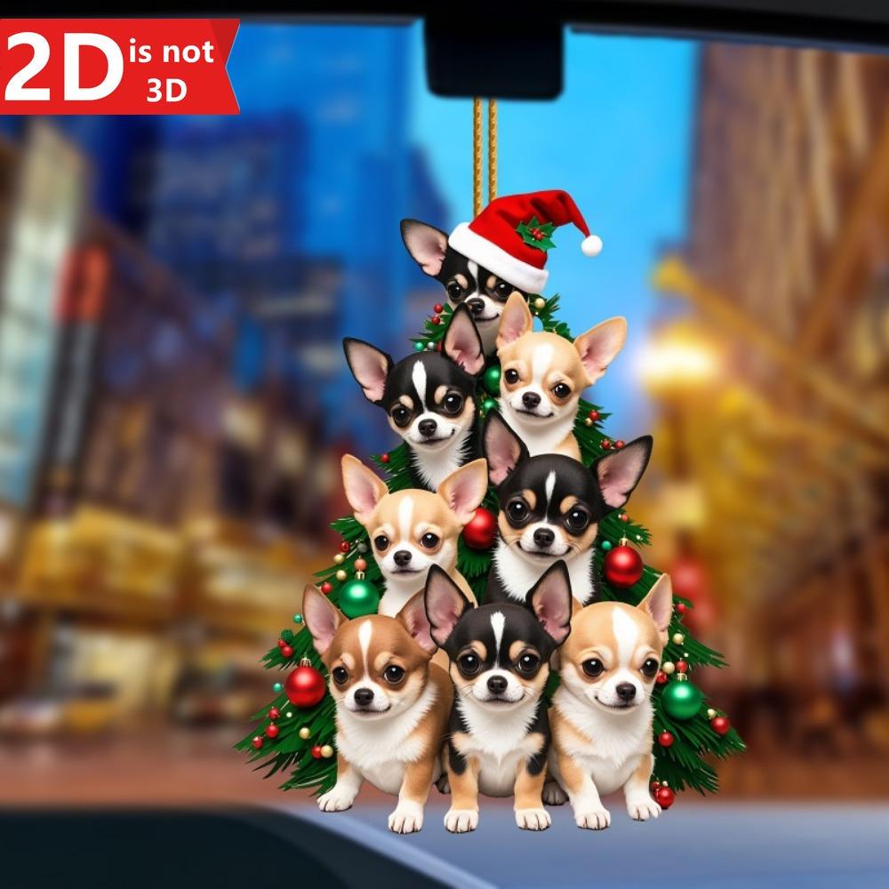 Chihuahua pendant for car mirrors, keychains, and Christmas trees. A versatile creative gift accessory.