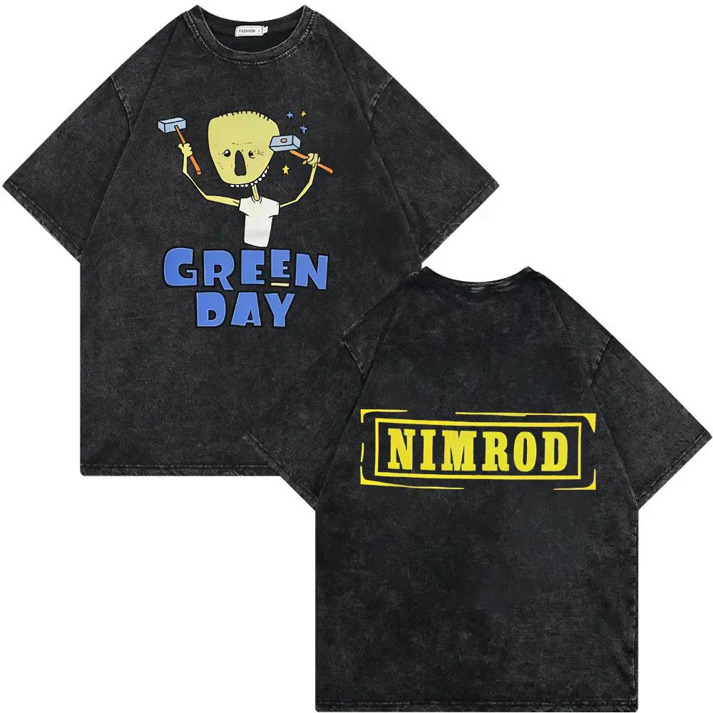 Rock Band Green Day Tour 2025 Merch T Shirt Fashion Rock Vintage Washed Tshirt Men Women Clothing Casual Short Sleeve Tshirts