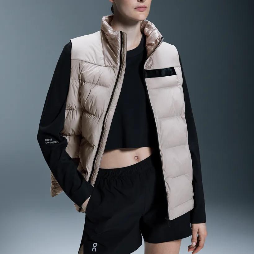 On Challenger Vest Logo Stand Collar Zipper Warm Vest Women vest Zinc-Grey 1WD30030585