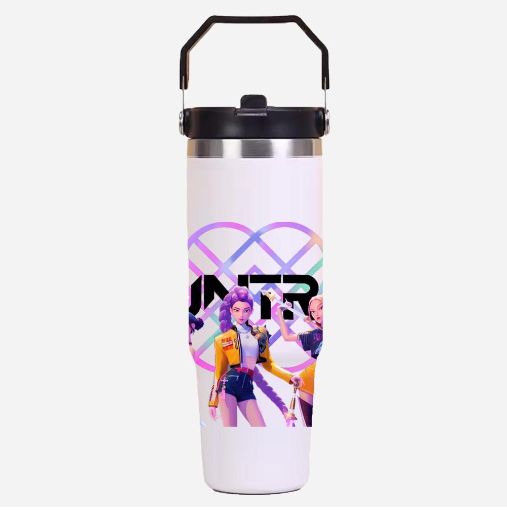 Tazza termica in acciaio inossidabile da 30 once, con disegno K-Pop Demon Hunters, per bevande calde e fredde, mantiene la temperatura per 6-12 ore, ecologica, senza BPA, adatta ai portabicchieri dell'auto, borraccia, regalo per bambini