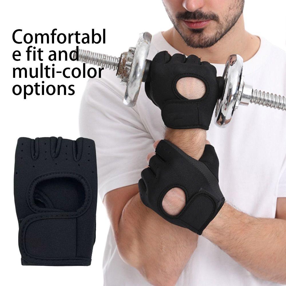 Hollow Back Fitness Gloves Breathable Fitness Gym Mittens Half Finger  Women Men