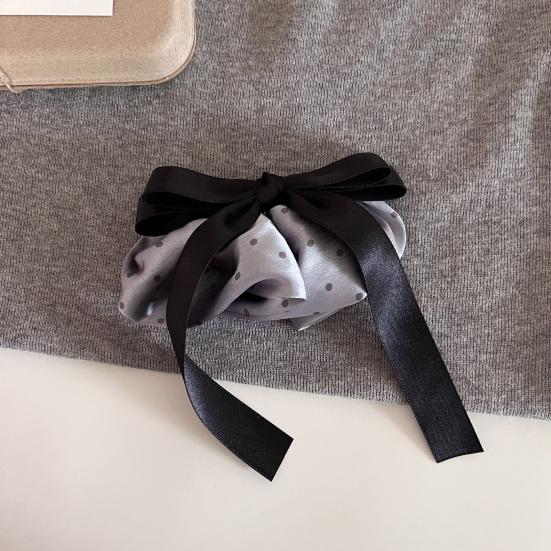 Hairpin French Style Satin Texture Dot Print Ribbon Bowknot Decor Spring Hair Clip Versatile Lightweight Hair Accessory