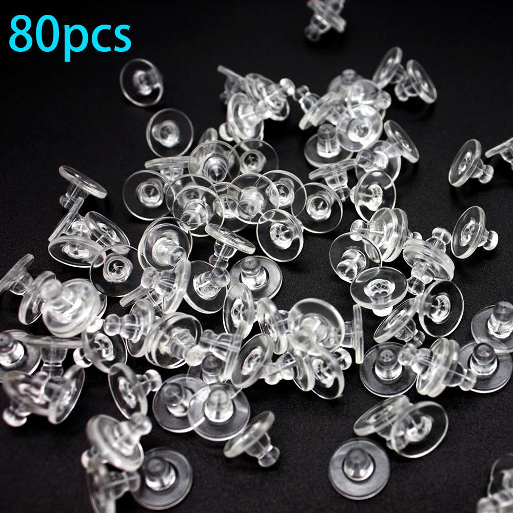 40/80/120 Stück Ohrstöpsel, perforierte Ohrstöpsel, transparente Gummi-Ohrstöpsel, Kupplungen, Kunststoffverschlüsse, Ohrstöpsel, Nägel