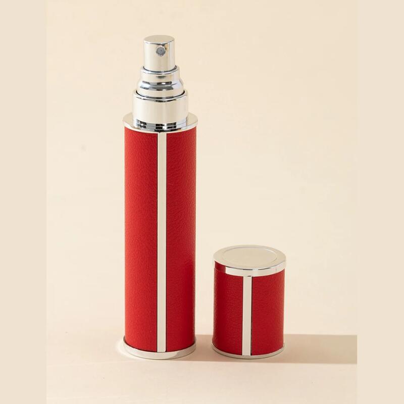 

10 мл Атомайзер для духов из кожи ягненка со стеклянной виалой, Многоразовый Роскошный Дорожный Спрей, Герметичная Конструкция 10ml красный
