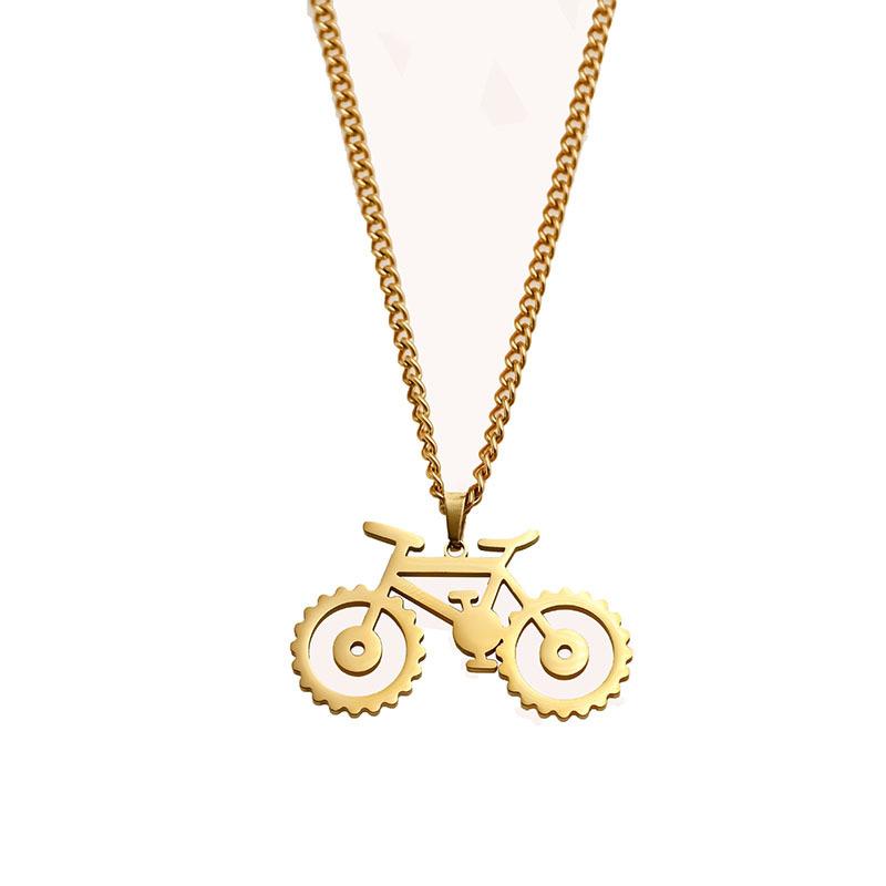 Popular Retro Bicycle Shape Pendant Gold Metal Girl Girlfriend Titanium Steel Jewelry