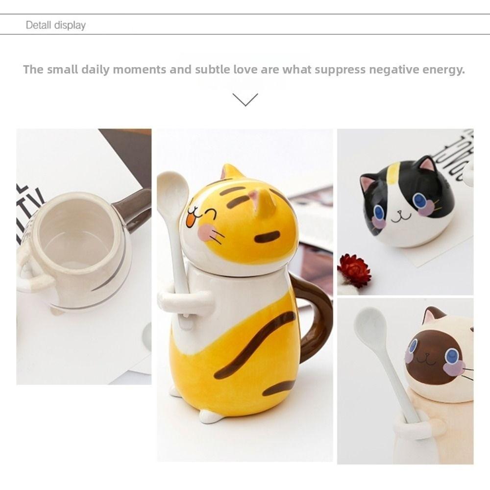With Spoon Hand Painted Mug Ceramic Coffee Pots Creative Milk Tea Cups  Kitchen