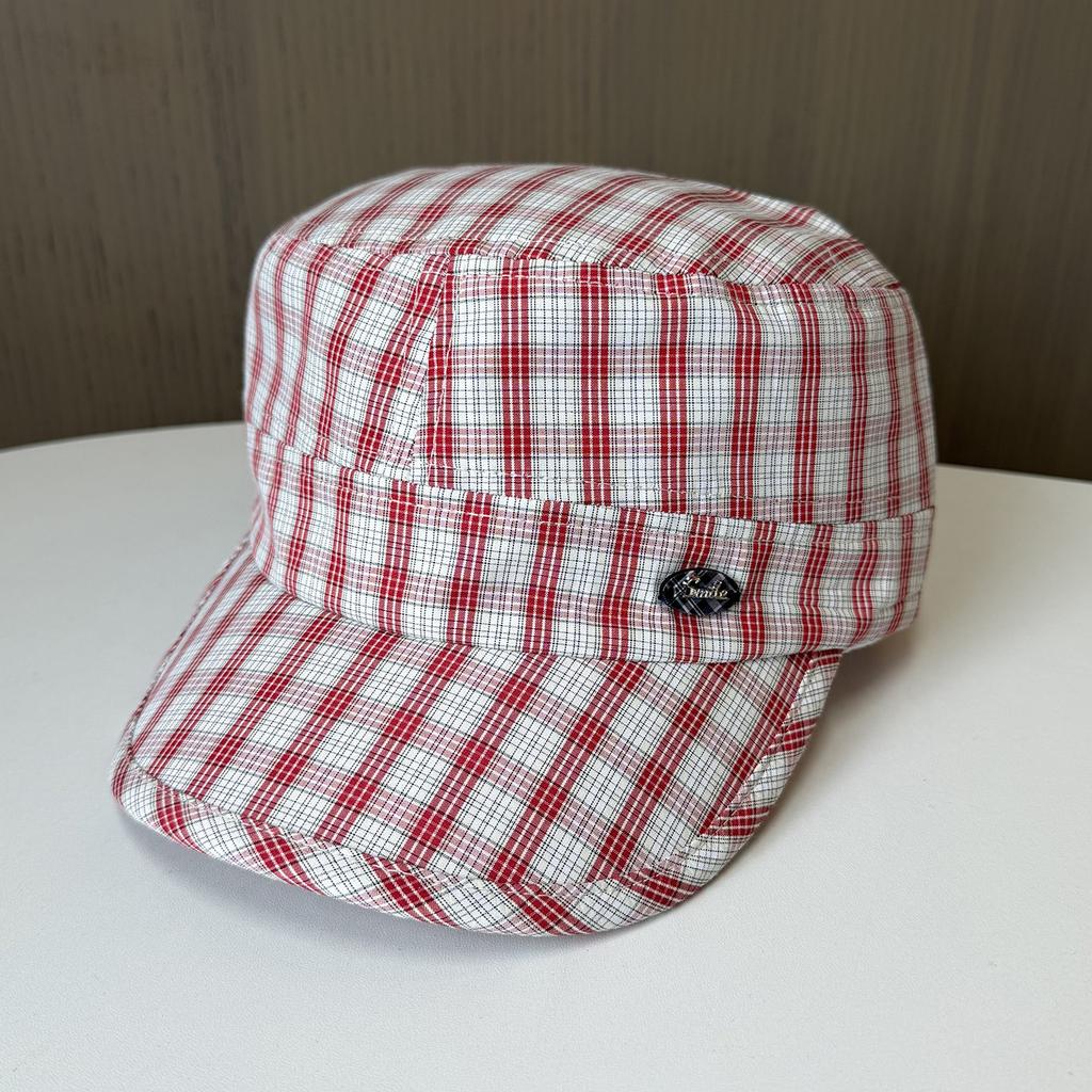 Small fresh cap literary plaid equestrian cap retro fashion baseball cap women's casual knight hat