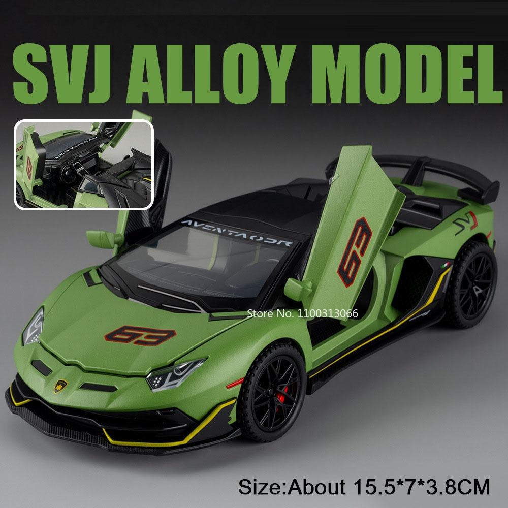 1:32 Scale Lambor SVJ63 ONE Model Cars Toy Alloy Diecast Rubber Tires Simulated Interior Miniature Vehicle Toddler Kids Gifts
