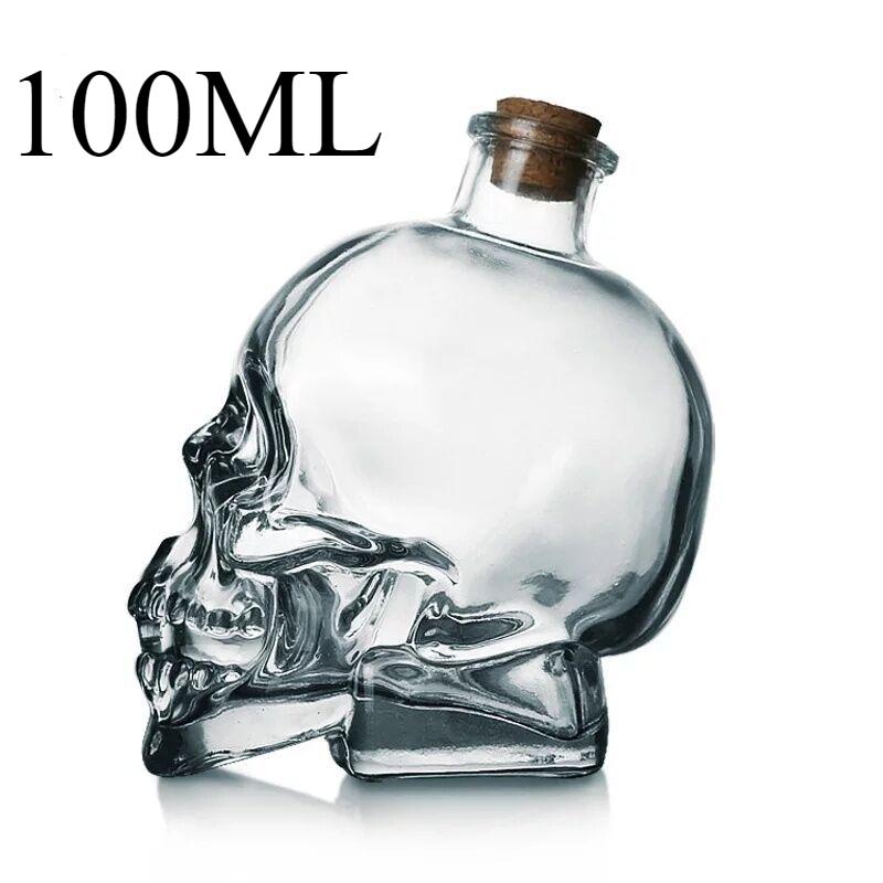100-750ML Creativity Glass Skull Head Cup Vodka-Shot Whiskey Wine Drinking Bottle Decanter Drinkware Bar Tools Halloween Gifts