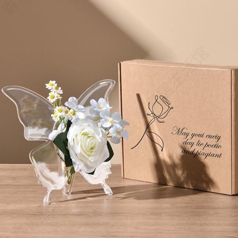 1PC Transparent Butterfly Vase | Modern Luxury Minimalist Decoration for Desk and Living Room Displays, Hydroponic Plant Containers for Hallways