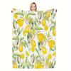 Watercolor Lemon Leaf Flannel Throw Blanket Fresh Yellow Citrus Fruit Summer Lightweight Sofa Blanket