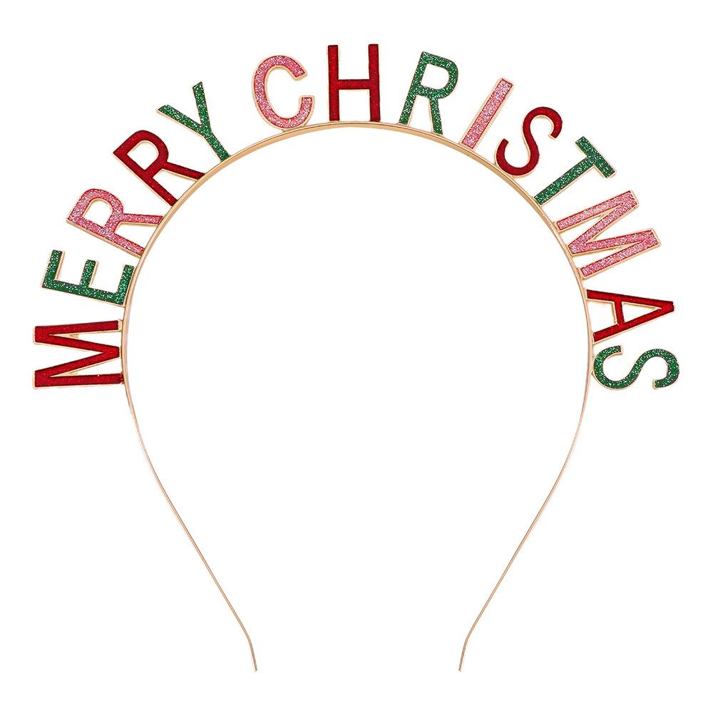 

Christmas New Year Headband MERRY CHRISTMAS Alloy Rhinestone Knotted Letter Headband Atmosphere 2026 16*16CM