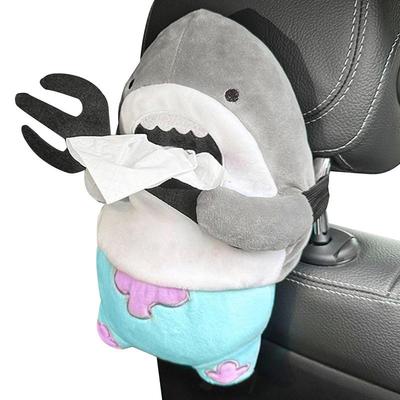 Porte-mouchoirs en peluche pour voiture Drôle Mignon Requin Boîte à papier toilette Accessoires d'intérieur de voiture Dessin animé Animal Distributeur de papier serviette Cadeau