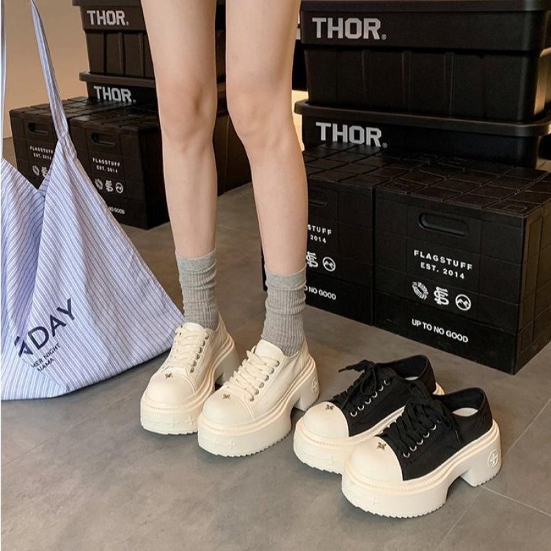Platform Canvas Shoes Women's Spring and Autumn Height Increase Muffin Single Shoes Sports Little White Shoes Women's Shoes