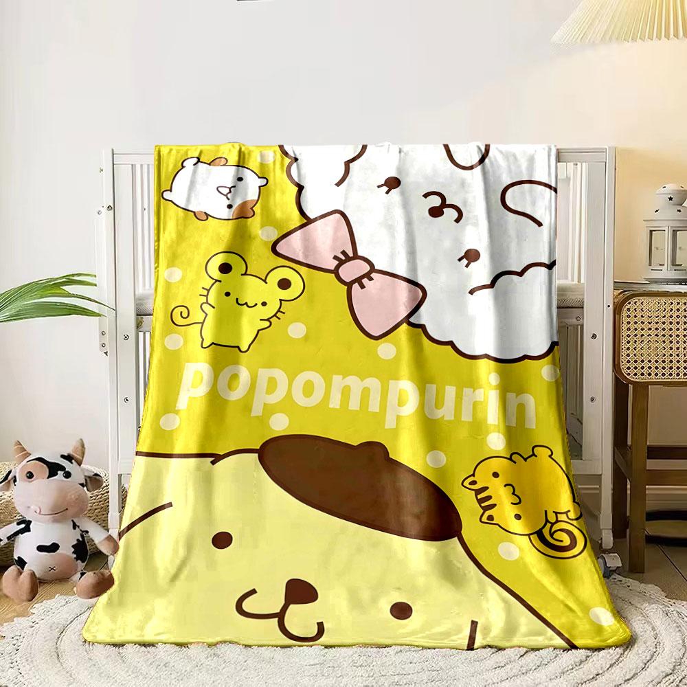 Cute cartoon animals and a pink bow on a yellow polka-dot background. for all seasons blanket lunch break throw gift 80cm x 120cm