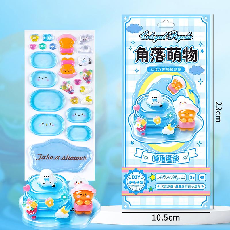 3D Relief Stickers Crystal Embossed Stickers Fun DIY Stackable Decorative Sticker 3D Puffy Stickers Mini Desktop Ornament Kit