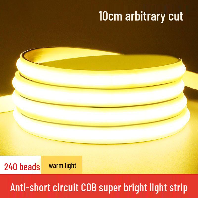 Outdoor Waterproof LED Strip Light, 220V COB, Self-Adhesive, Super Bright White, Suitable for Living Room and Ceiling.