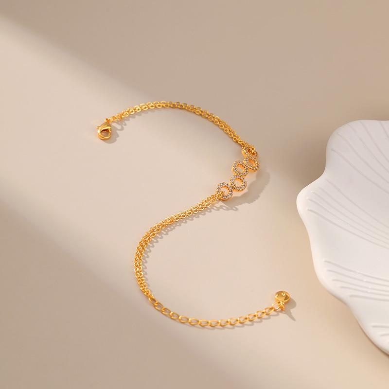 European American Double Layer O Chain Minimalist Circle Pendant Fashion Bracelet