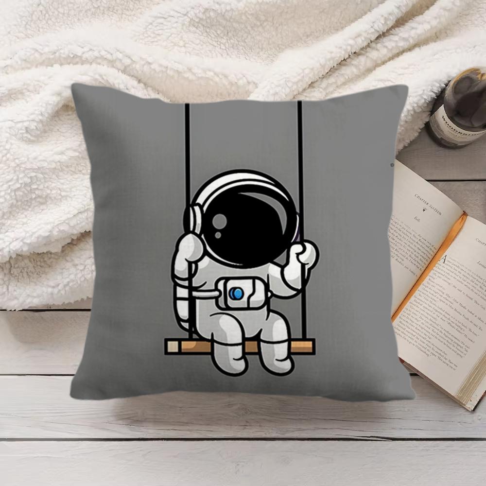 Cute Cartoon Astronaut Cushion Cover Short Plush DoubleSided Printing Home Machine Washable in Warm Winter Pillow Cover