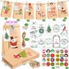 Christmas Advent Calendar Kraft Gift Bags Set - 24 Pieces