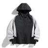 Mens Hooded Jacket Loose Fit Outdoor Casual Workwear Style Dual-Sided Long Sleeve Solid Color