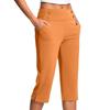 Women's Fashionable Solid Color Button Pocket Pants With Split Hems High Waist Sports Yoga Casual Cropped Pants