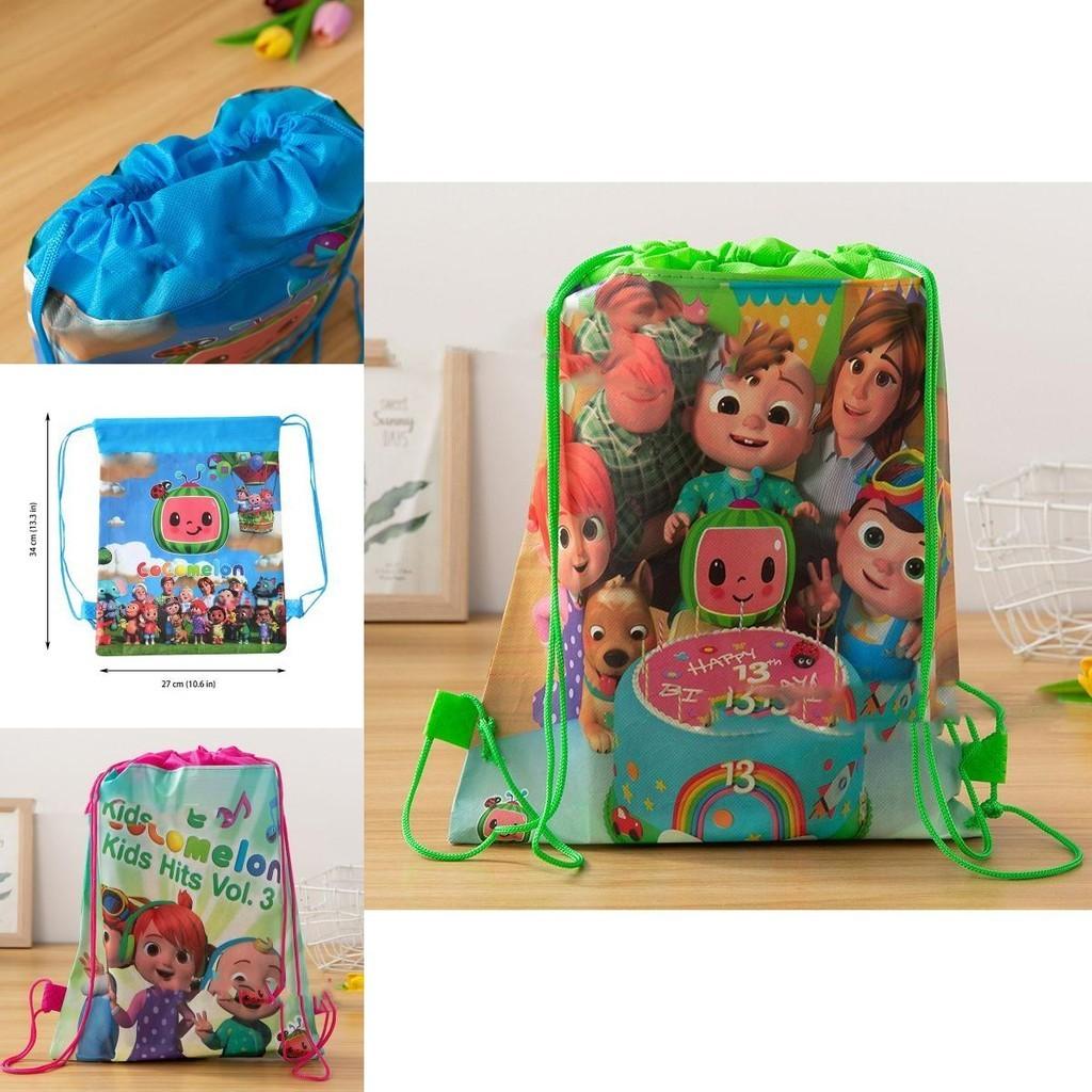 Cocomelon Drawstring Bag Backpack For Kids Featuring Stain-resistant Non-woven Fabric