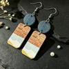 Retro Sunrise Geometric Wood Grain Earrings