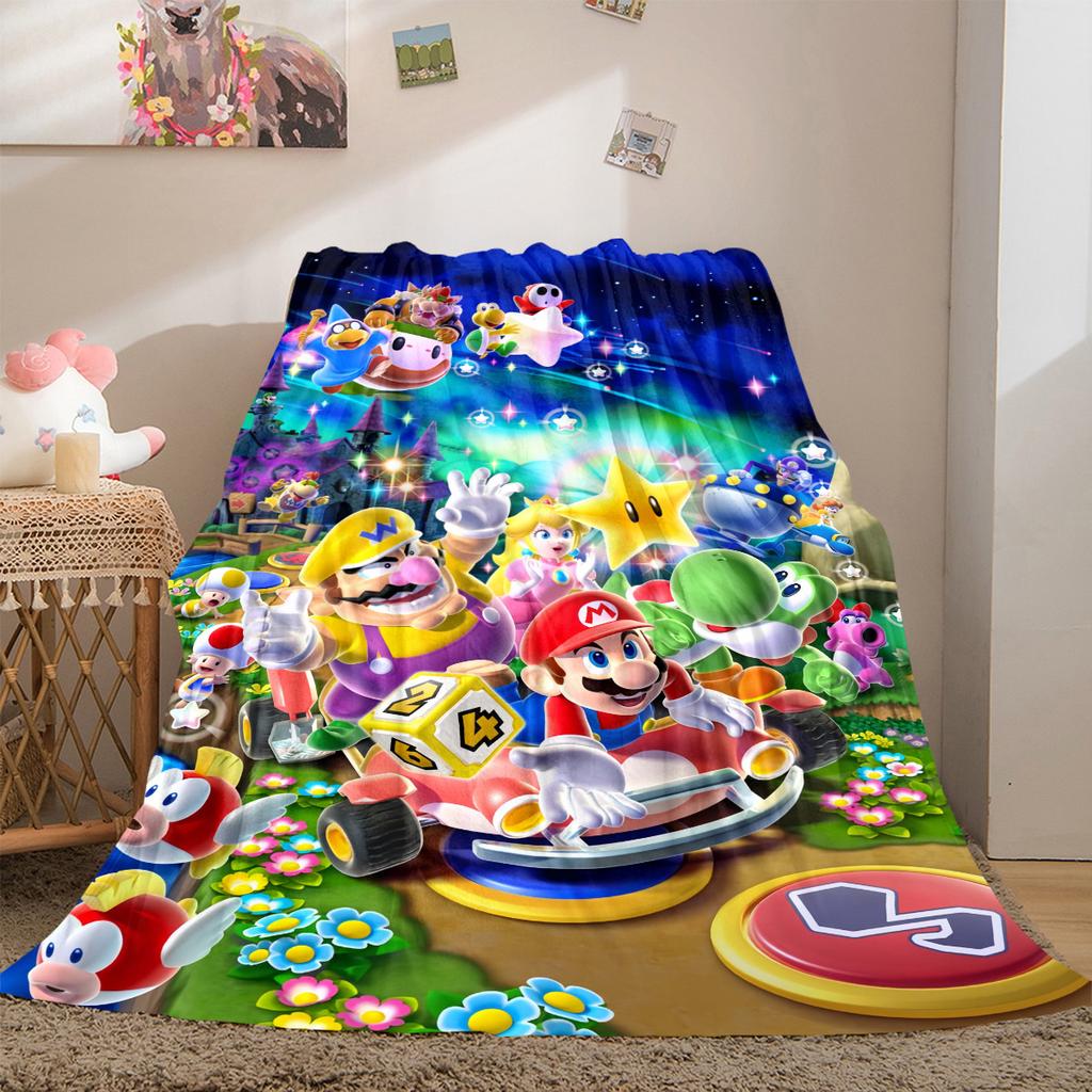 Super Mario Soft Flannel Blanket Lightweight Cozy Microfiber Blanket for Couch Bed Machine Washable LXR96