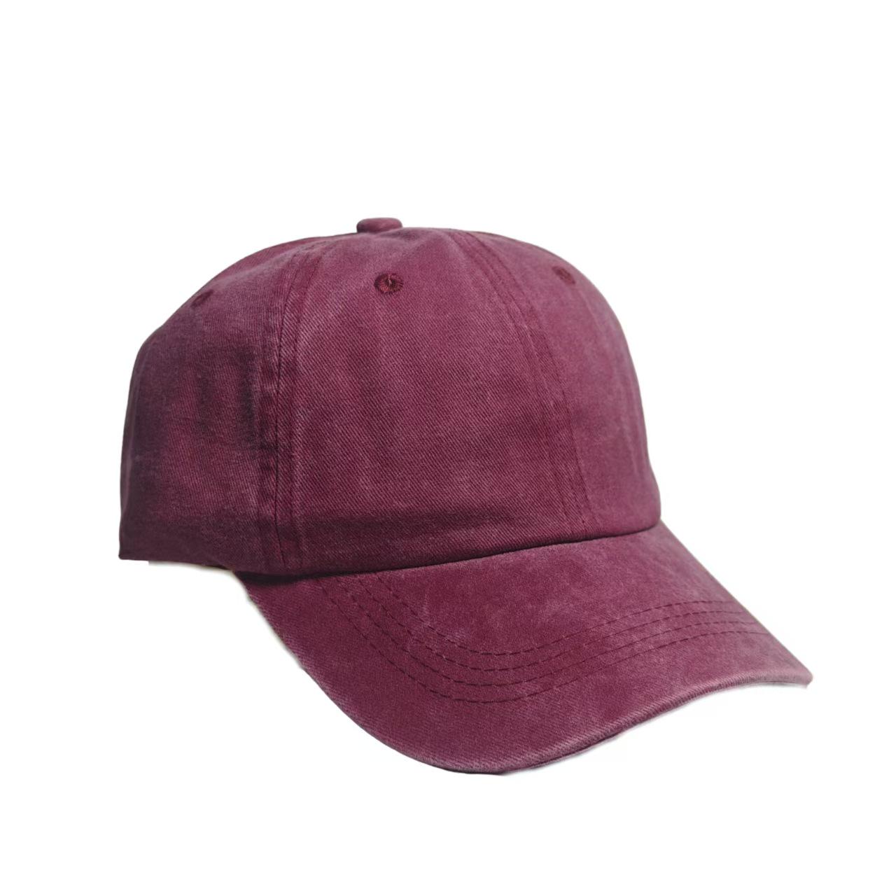 Ретро бейсболка из выстиранного хлопка с большим козырьком M (56-58cm) вино красного