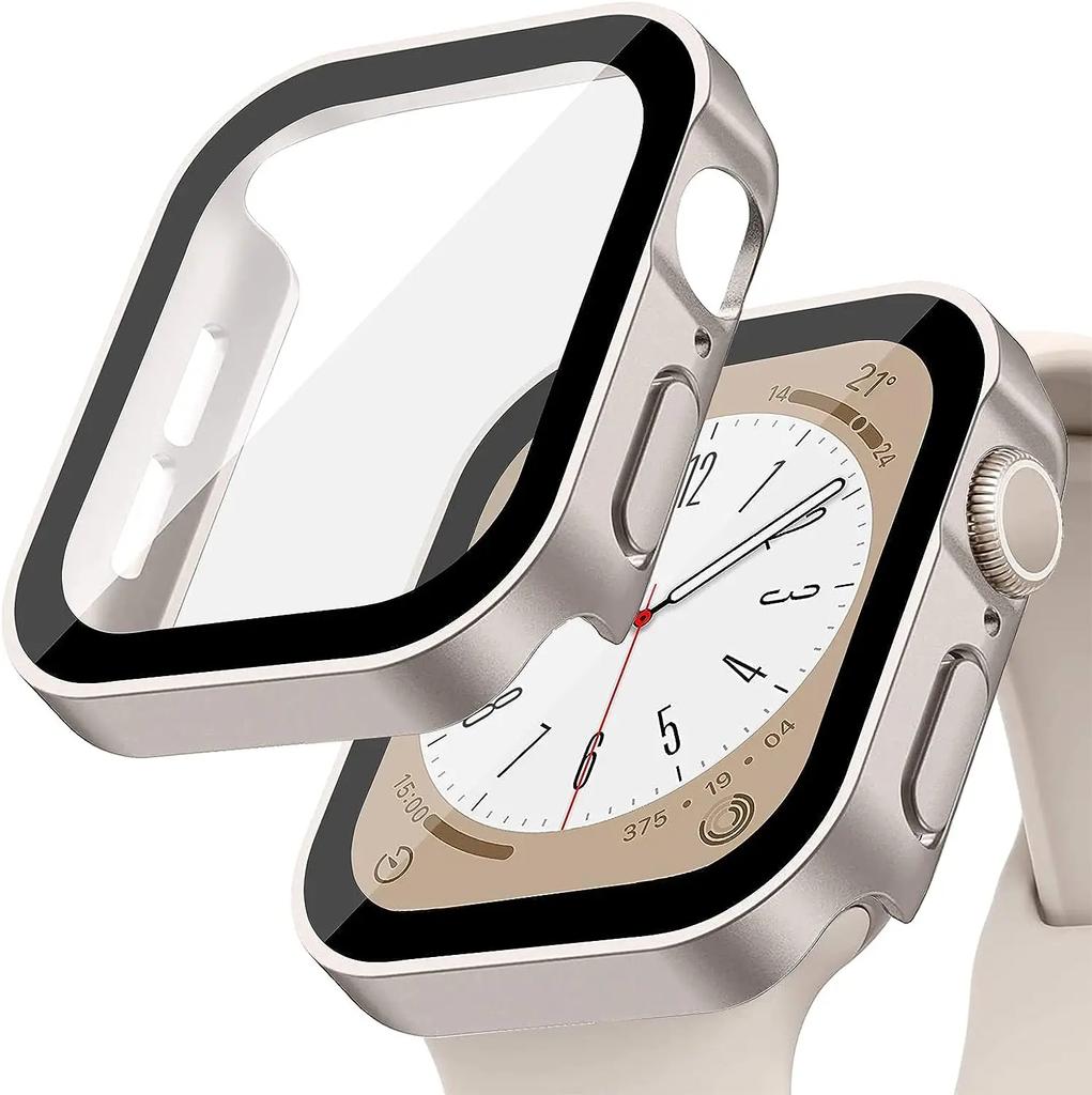 Tempered Glass+Cover For Apple Watch 11 10 9 8 7 46mm 42mm PC Bumper Screen Protector Case iWatch Series 7 6 5 4 SE3 44 40 45mm