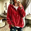 Autumn Winter Solid Color Casual Fashion Button Hooded Gold Velvet Long Sleeve Cardigan Coat Women