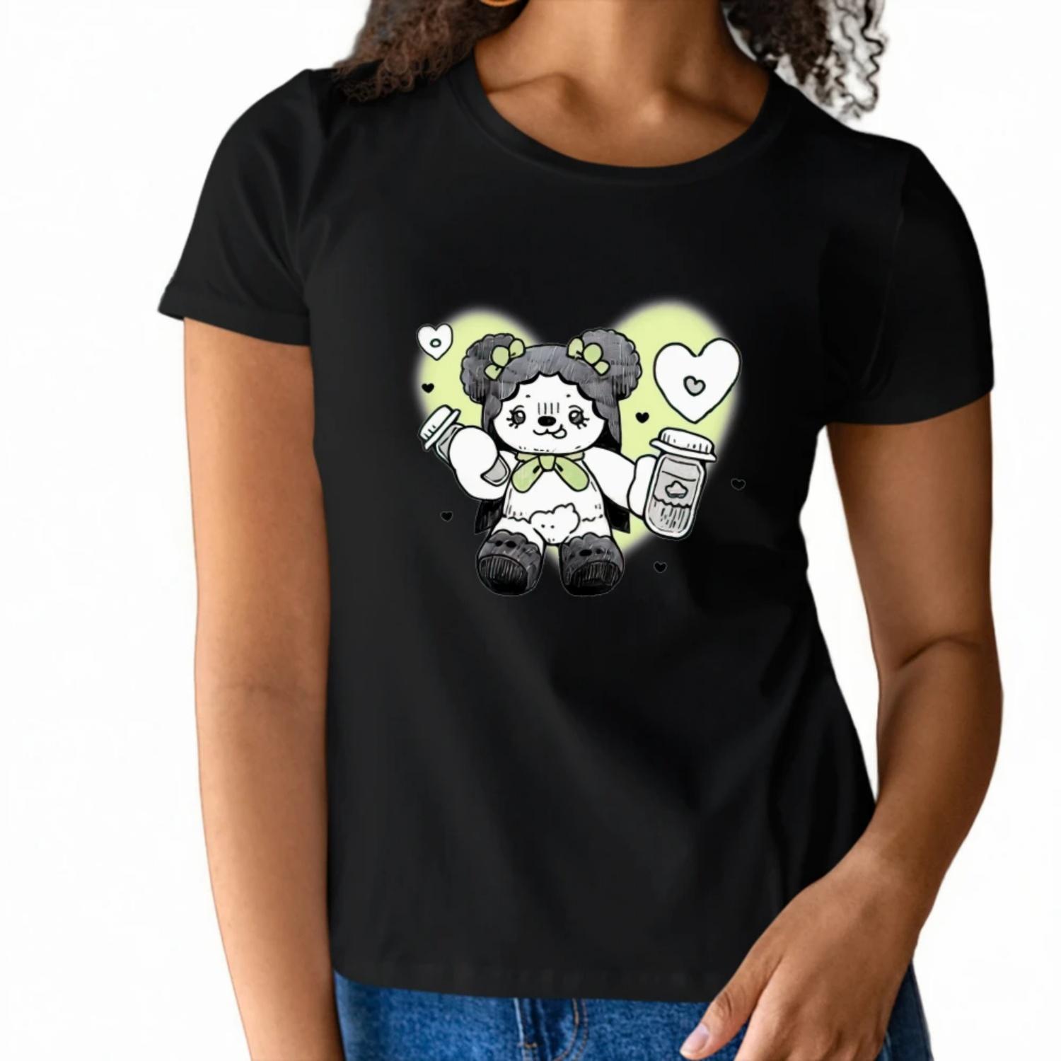 

Women s T-Shirt Cute Panda Graphic Short Sleeve Round Neck Summer Spring Trendy 2023 Fast Ship XXXXXL чорний