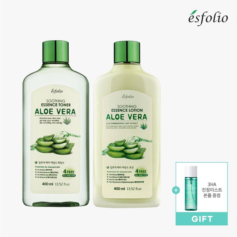 

Esfolio Aloe Vera Soothing Toner + Lotion Set 400ml each [Calming mist included]