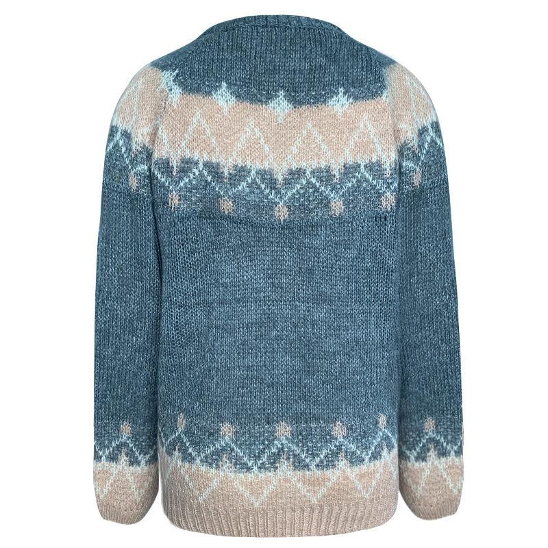 2020 Women's Autumn/Winter Casual Loose Mohair Chunky Knit Jacquard Sweater
