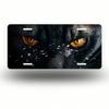 2D Flat Black Cat Orange Eyes License Plate Frame, Rustproof Aluminum Car Tag Cover, Universal 5.9x11.8 Inch Novelty Decor