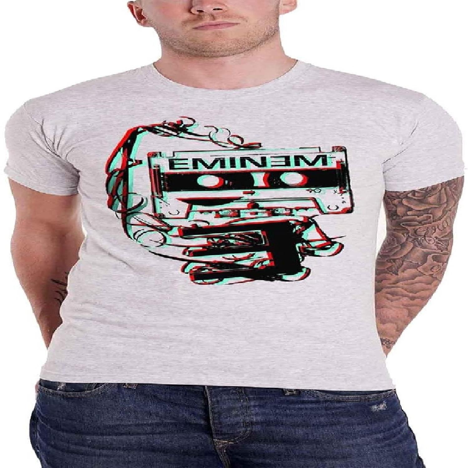 

Eminem T Shirt Tape Slim Shady Retro Band Logo Official Mens New Grey Size XXL XXXXXL білий