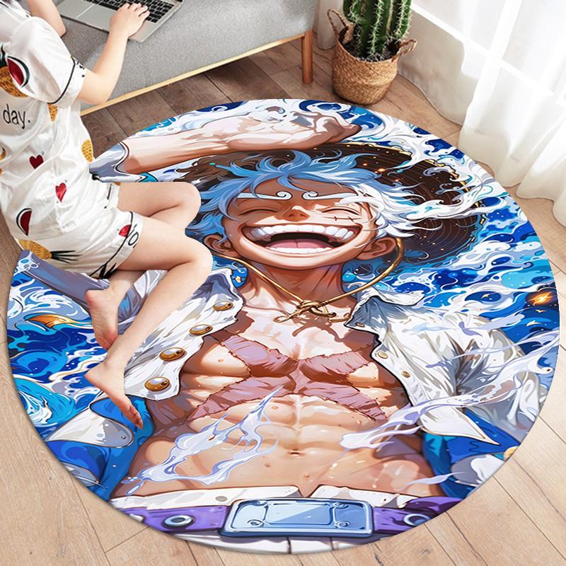 One Piece Gear Round Area Rug Carpet Rug For Living Room Bedroom Sofa Playroom Decor Nonslip Floor Mat