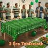 2PCS Stain-resistant Football Theme Disposable Tablecloth Football Sport Table Linen  Game Day