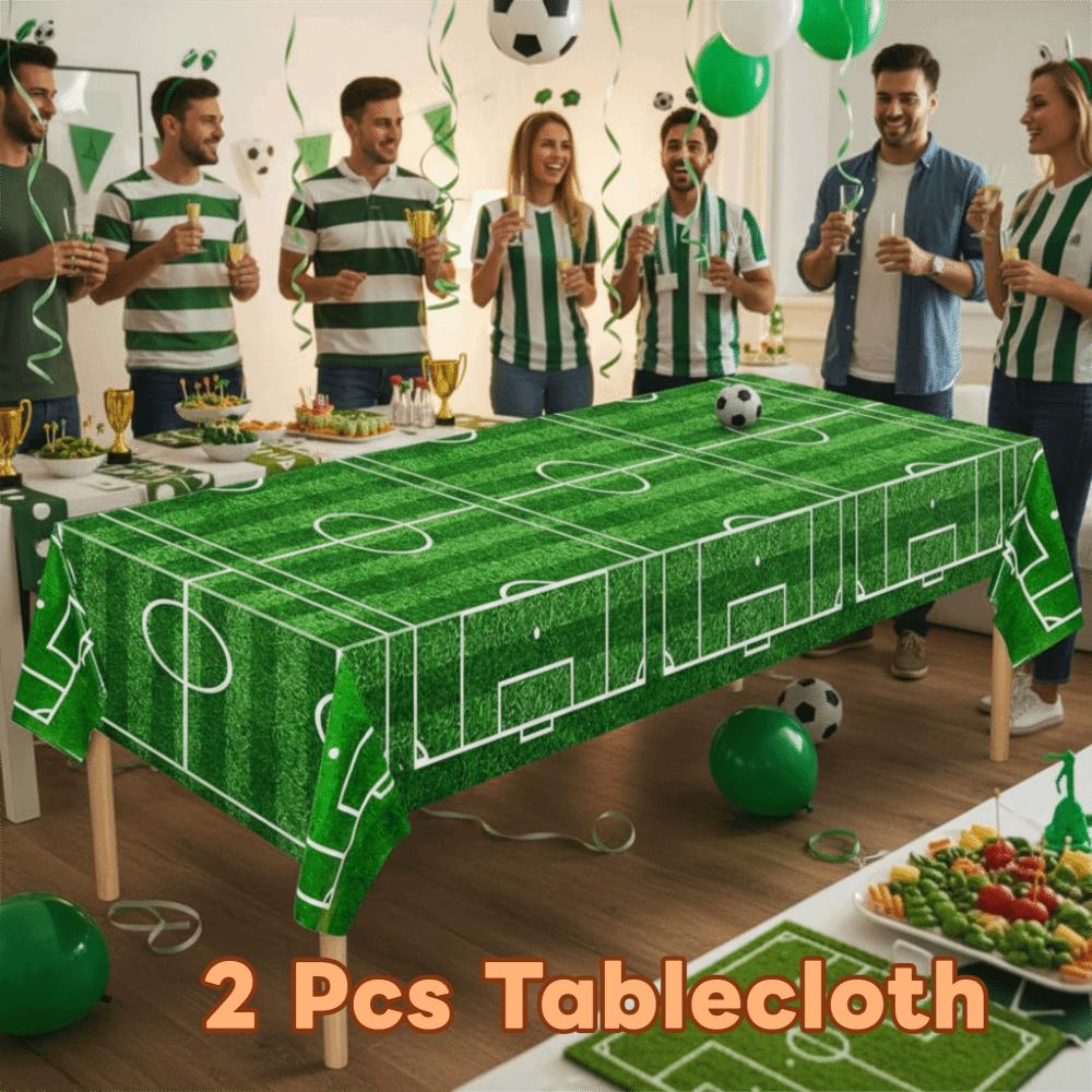 2PCS Stain-resistant Football Theme Disposable Tablecloth Football Sport Table Linen  Game Day
