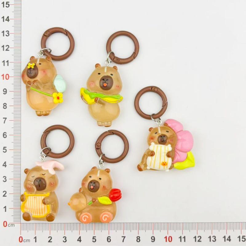Glow-in-the-Dark Capybara Resin Keychain for Backpacks