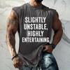 Men’s Sleeveless Casual Loose Fit T Shirt with Slightly Unstable Highly Entertaining Graphic Print Crew Neck Top