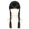 Cosplay Addams Family Zwarte Lange Vlecht Pruik Hoge Temperatuur Zijde Dagelijkse Slijtage Dames Volledige Pruiken Festival Feest Gesimuleerd Haar