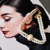 Western Retro Mapei Pearl Necklace Stud Earrings Set Hepburn Style Accessories Cheongsam Dress Neck Chain Women