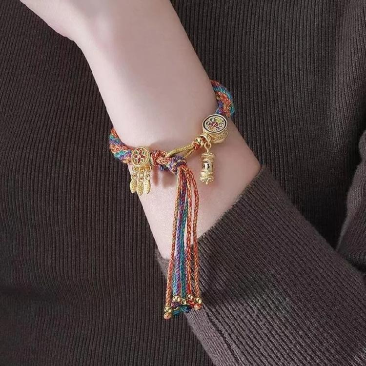 Elegant Tibetan Bracelet Memorial Bangle Simple Fringe Hand Strings for Women